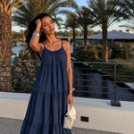 Load image into Gallery viewer, Adjustable Tiered Linen Maxi Dress