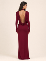 Load image into Gallery viewer, Turtleneck Long-Sleeve Backless Maxi Dress