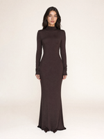 Load image into Gallery viewer, Turtleneck Long-Sleeve Backless Maxi Dress