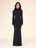 Load image into Gallery viewer, Turtleneck Long-Sleeve Backless Maxi Dress