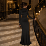 Load image into Gallery viewer, Turtleneck Long-Sleeve Backless Maxi Dress
