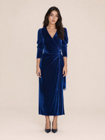 Load image into Gallery viewer, Autumn Winter V-Neck Half-Sleeve Velvet Maxi Dress
