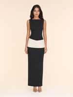 Load image into Gallery viewer, Boat Neck Sleeveless Draped Column Maxi Dress