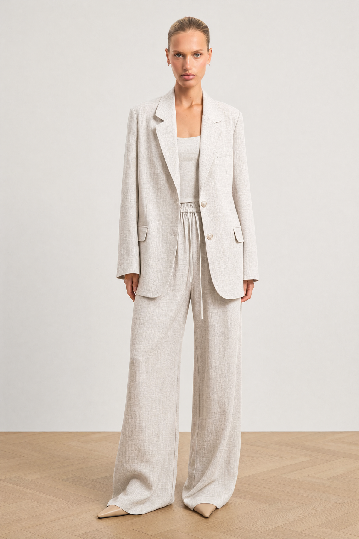 Amalfi Linen Set in Oatmeal - trousers