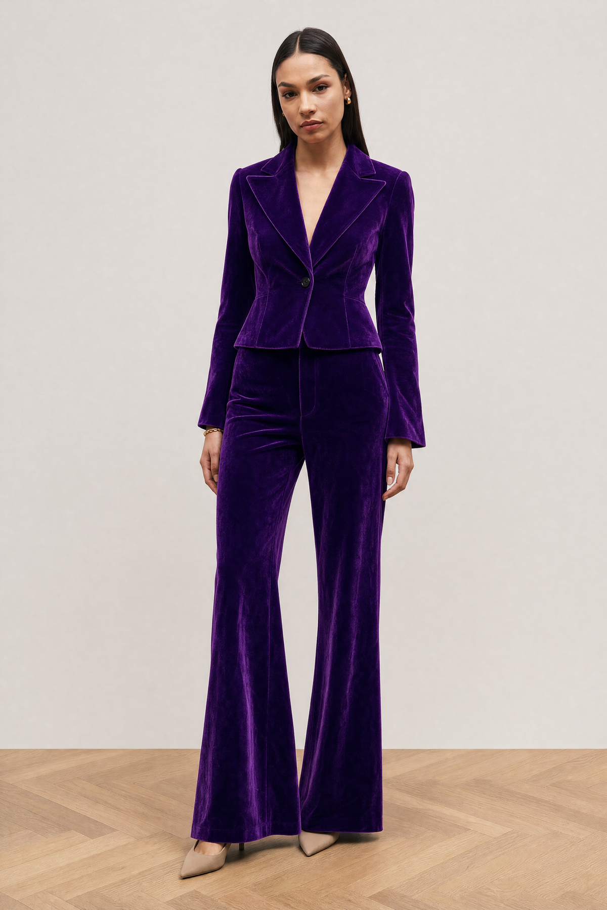 Valentina Velvet Suit in Purple