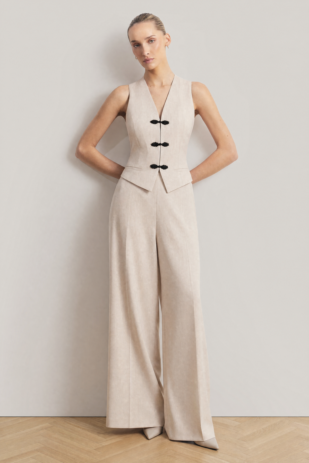 Lotus Frog-Button Set in Beige - studio view 5