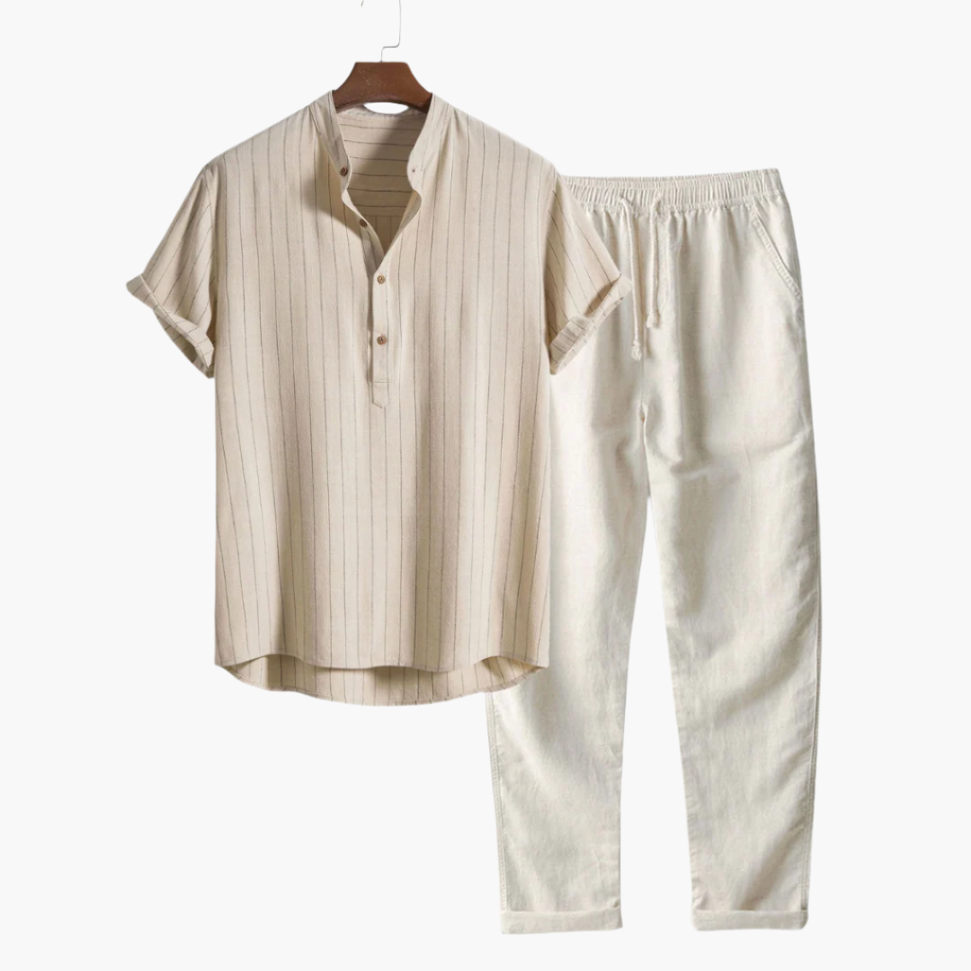 Cotton Linen Shirt And Trousers Set