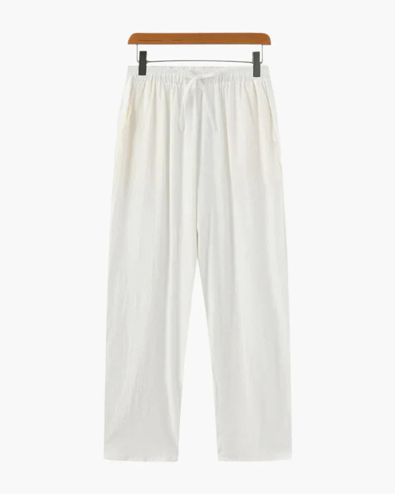 Linen Lace Up Trousers With Adjustable Waist