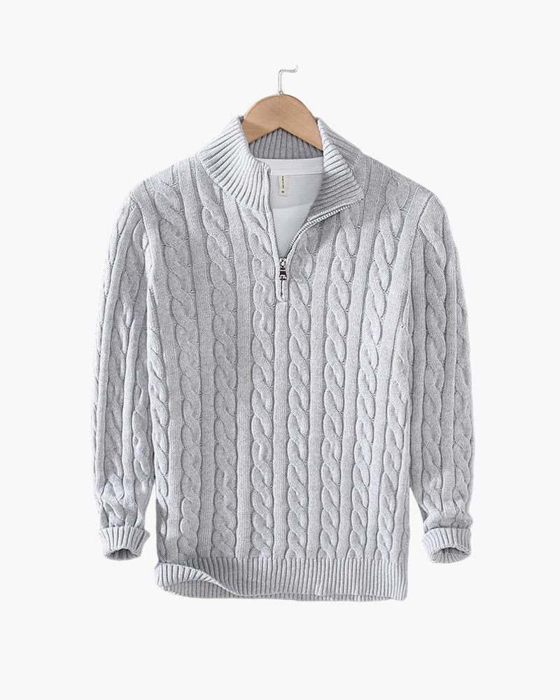 Premium Cable Knit Half Zip Sweater