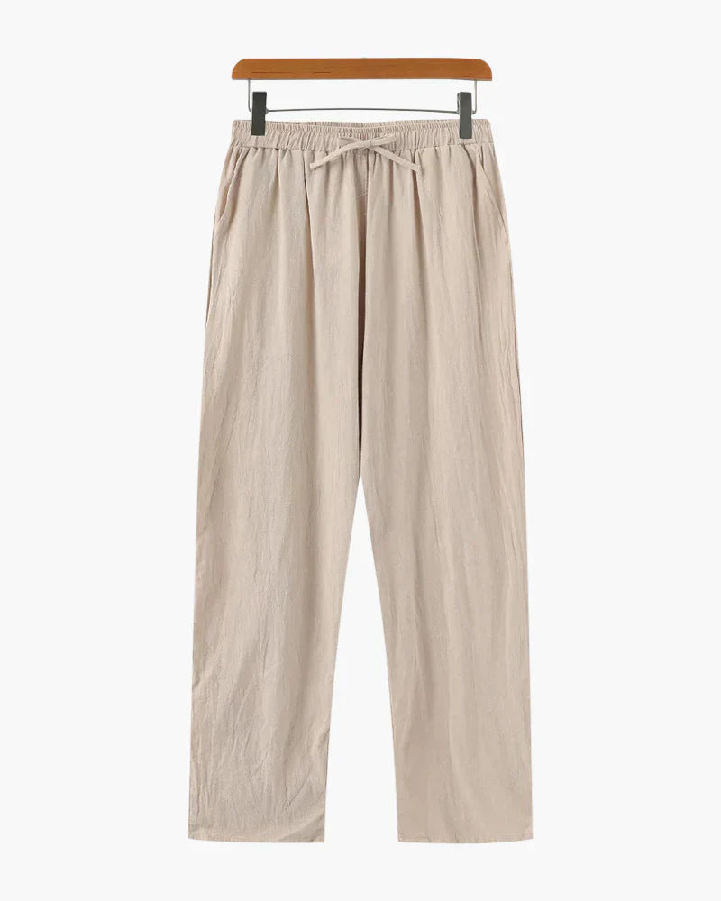 Linen Lace Up Trousers With Adjustable Waist