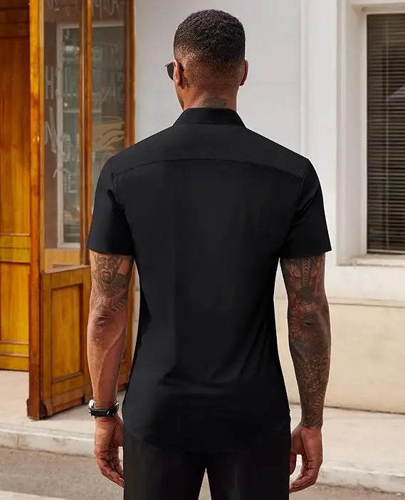 2-Pack Of Stretchy Short Sleeve Dress Shirts