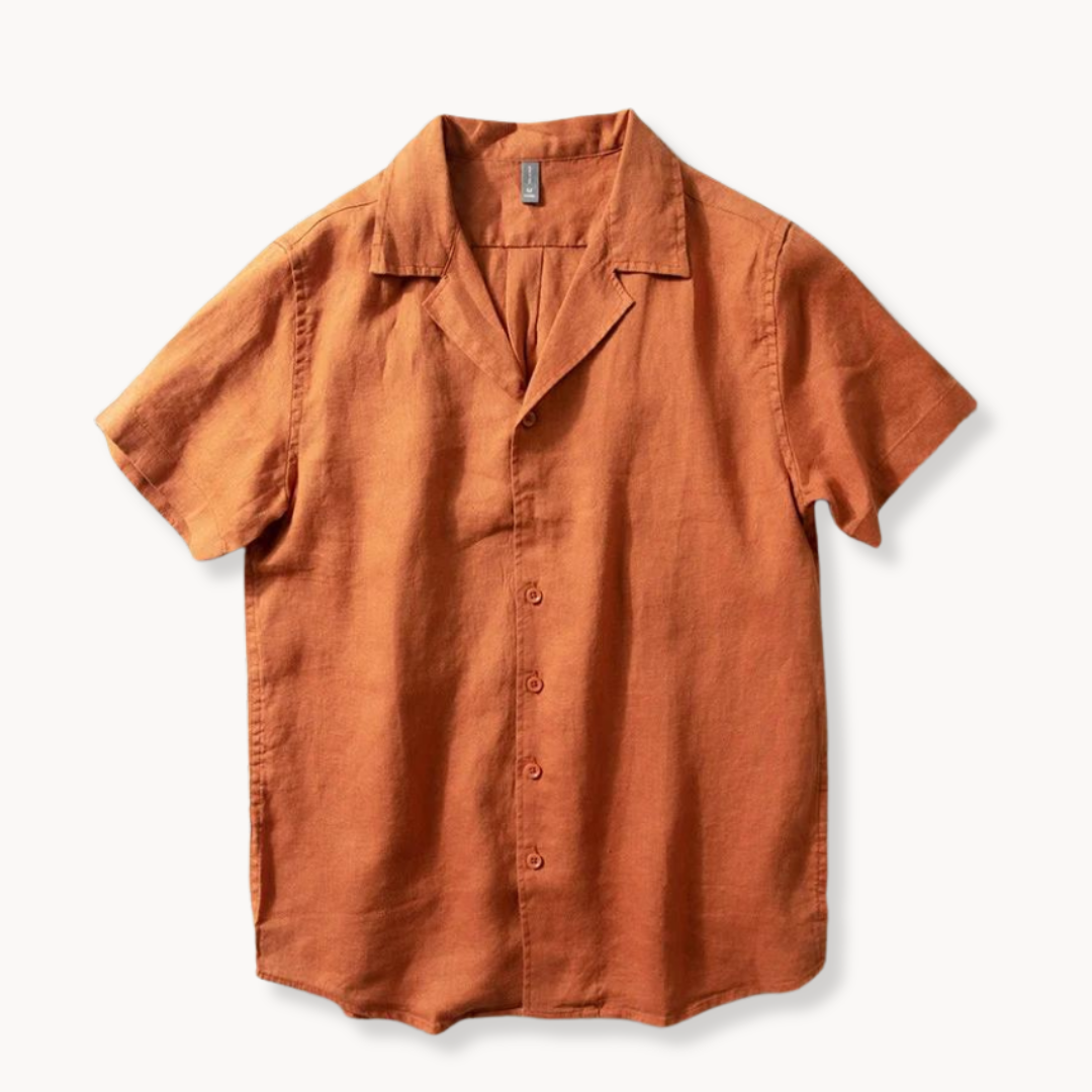 Linen Camp Collar Short Sleeve Shirt