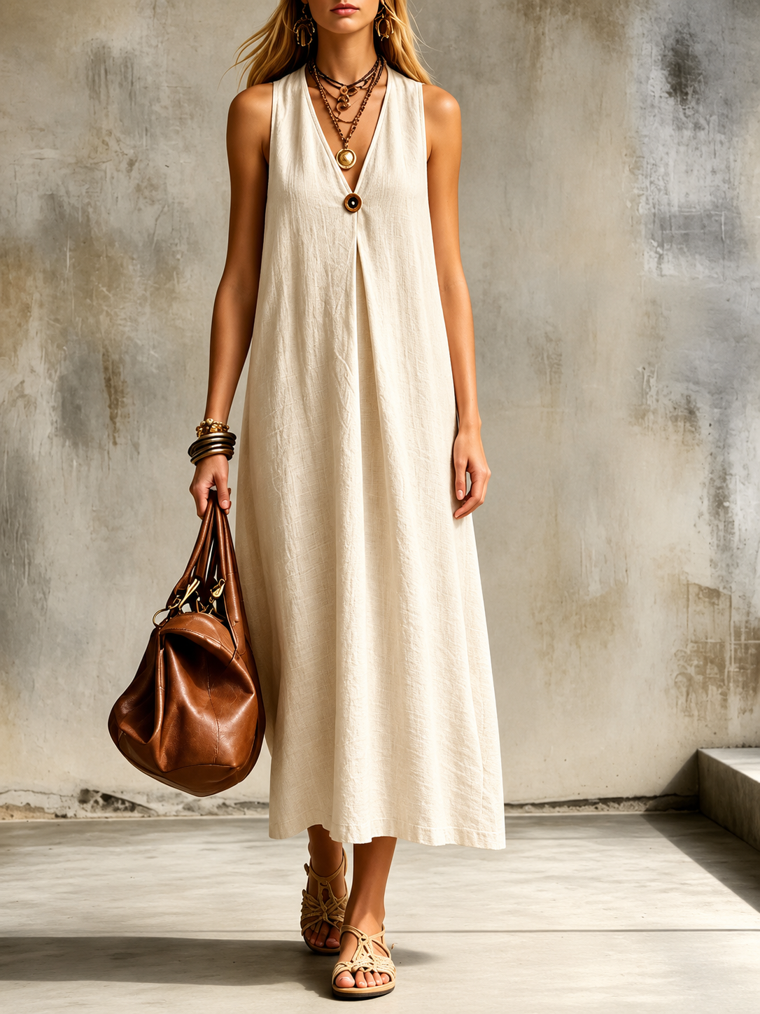 Women's Effortless V Neck Maxi Dress