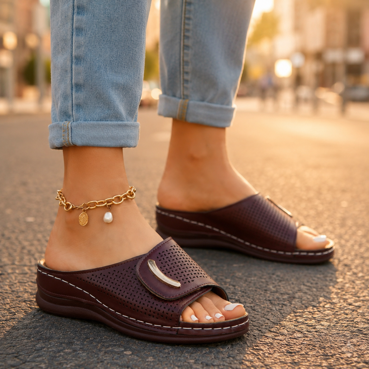 Women's Supportive Wedge Slide Sandals