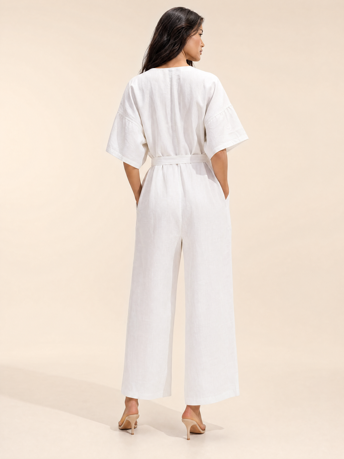 Flora V-neck Summer Linen Jumpsuit