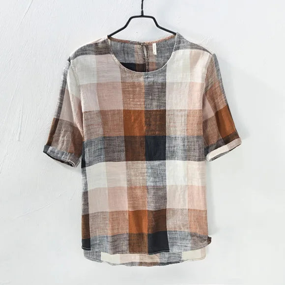 Women's Short Sleeve Plaid Shirt