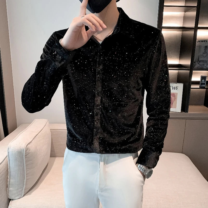 Slim Fit Velvet Long-Sleeve T-Shirt