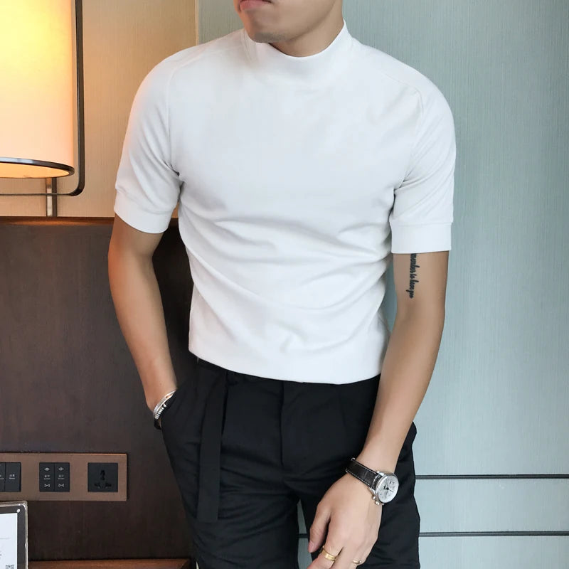 Slim Fit Short-Sleeve Turtleneck T-Shirt