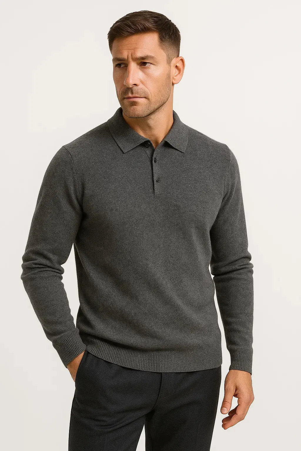 Merino Wool Polo Collar Sweater
