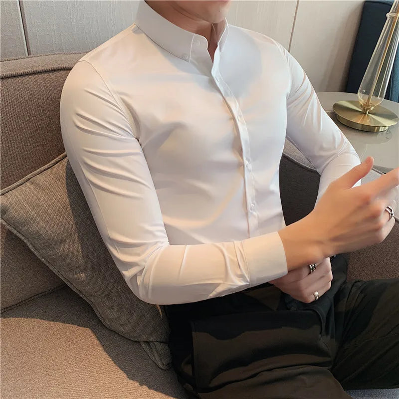 Slim Fit Long-Sleeve Tuxedo Shirt