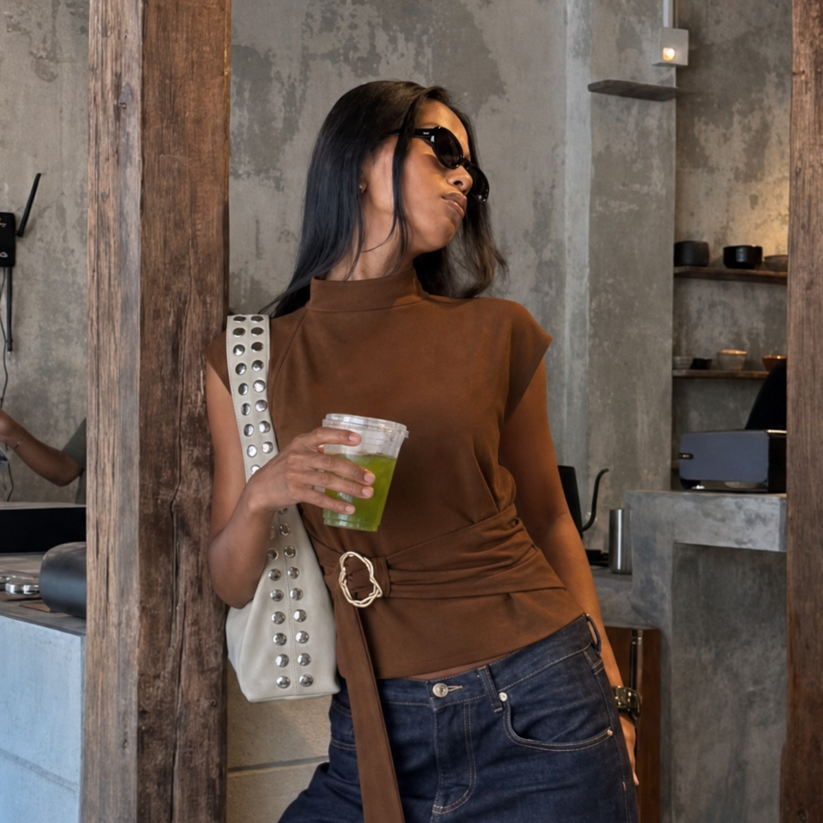 High neck sleeveless top