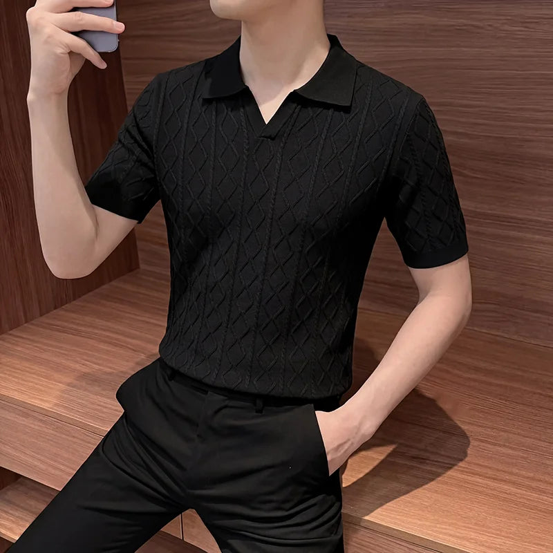 Slim Fit Plaid Short-Sleeve Polo Shirt