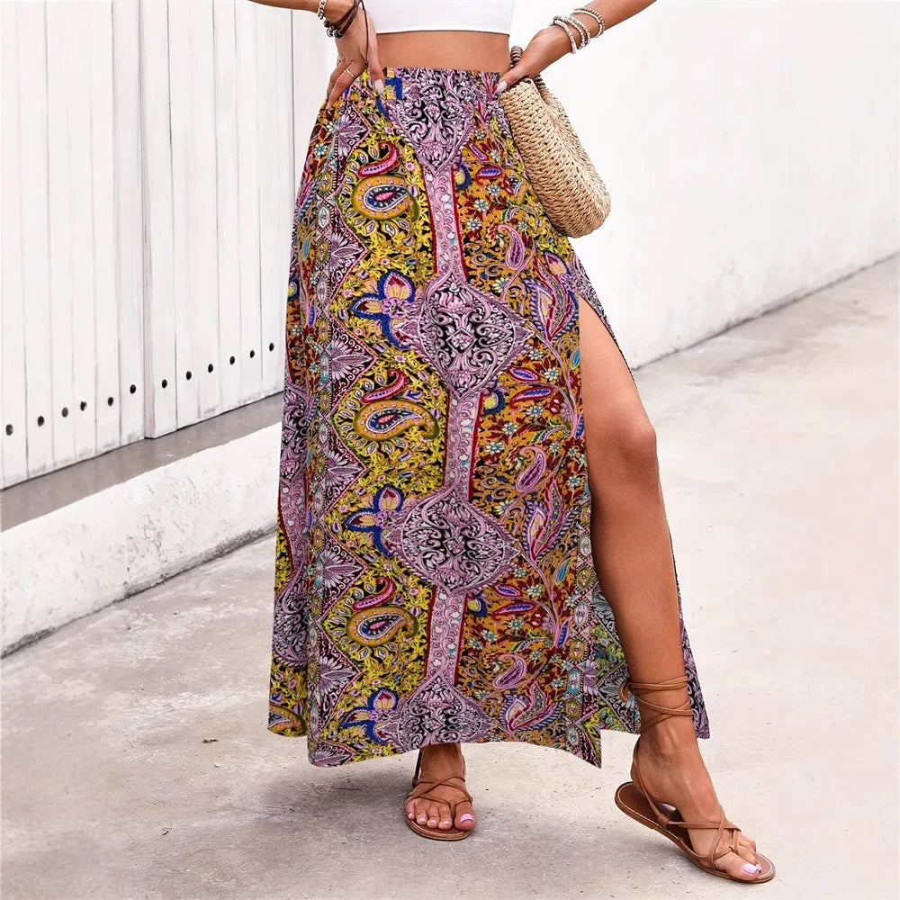Women's Bohemian Floral Maxi Skirt