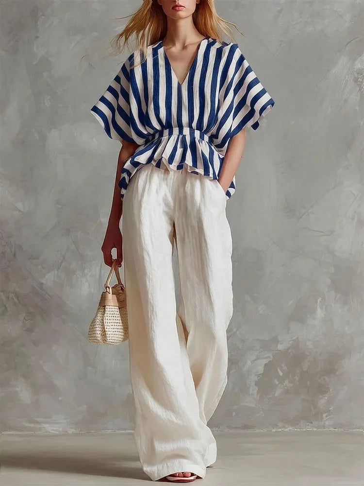 Women's Striped Two-Piece Set