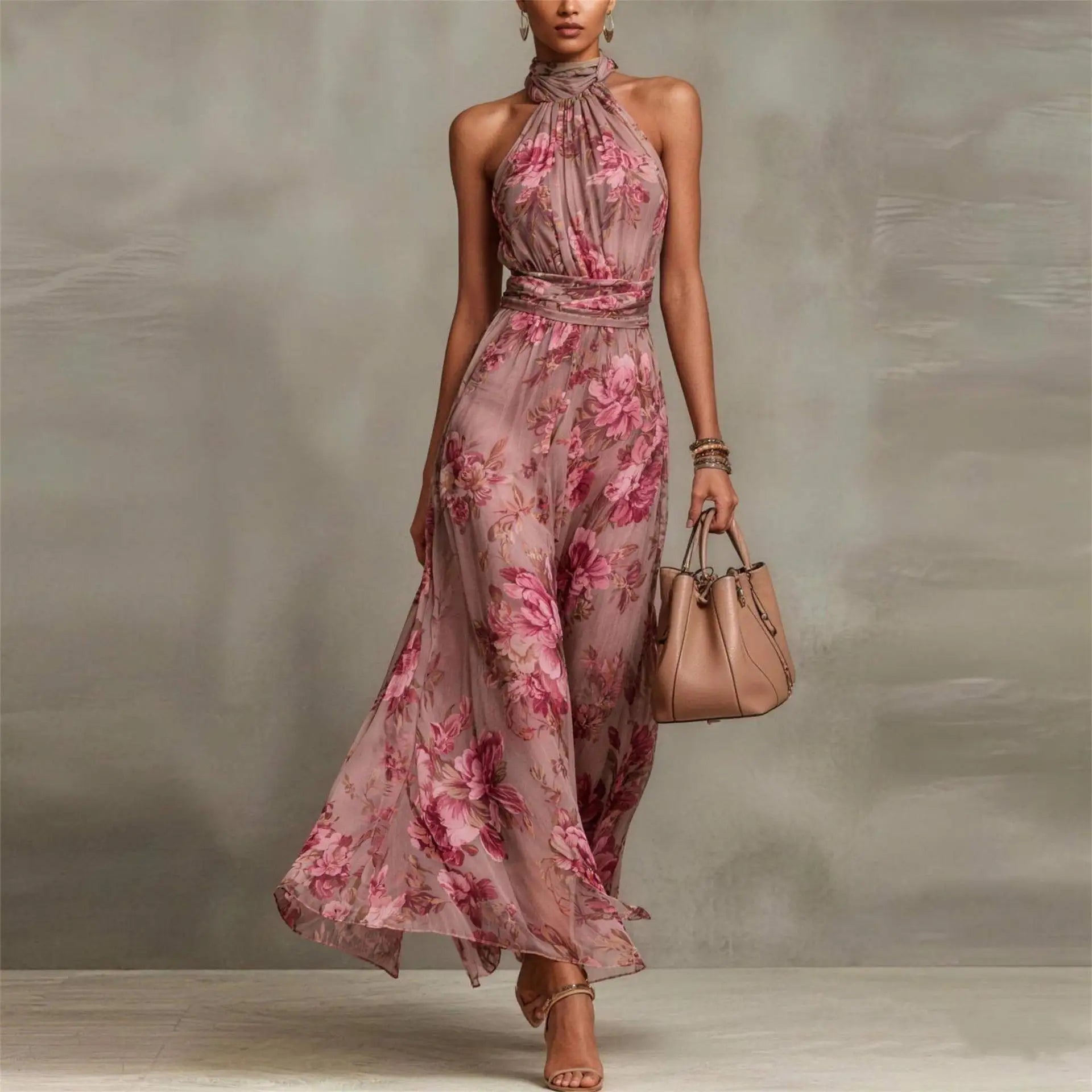 Women's Floral Maxi Wedding Guest Dress