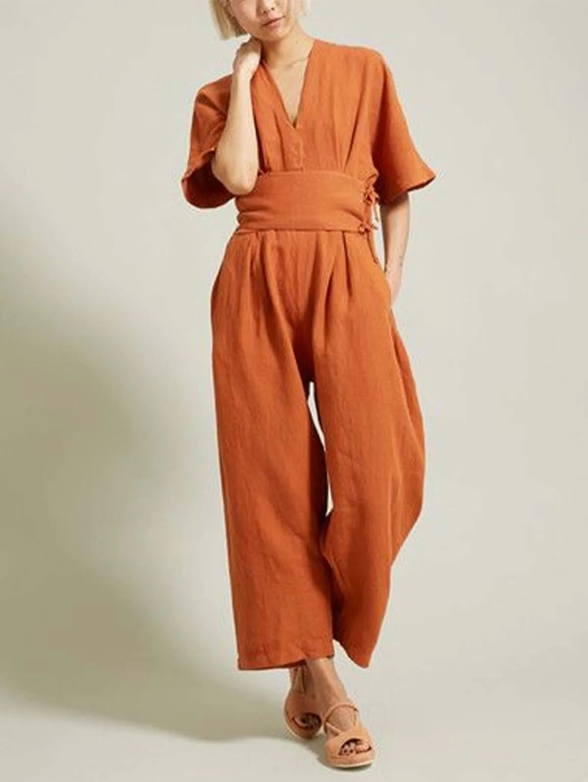 Women's Casual V Neck Jumpsuit