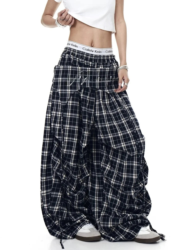 Women's Plaid Parachute Trousers