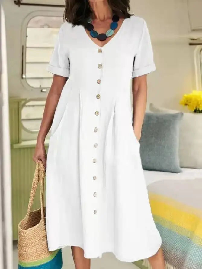 Women's Button Front Midi Dress