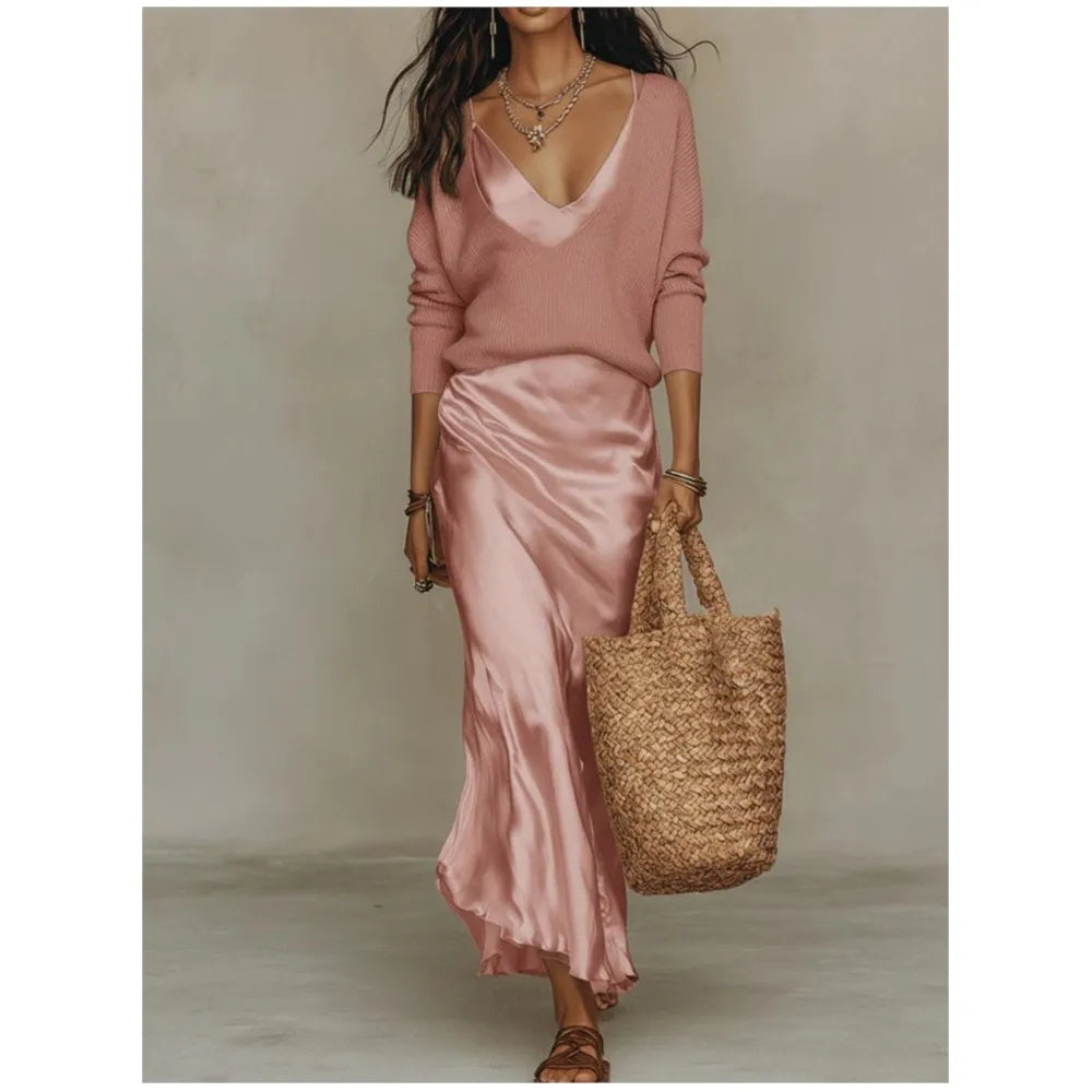 Women's Silk Skirt Set