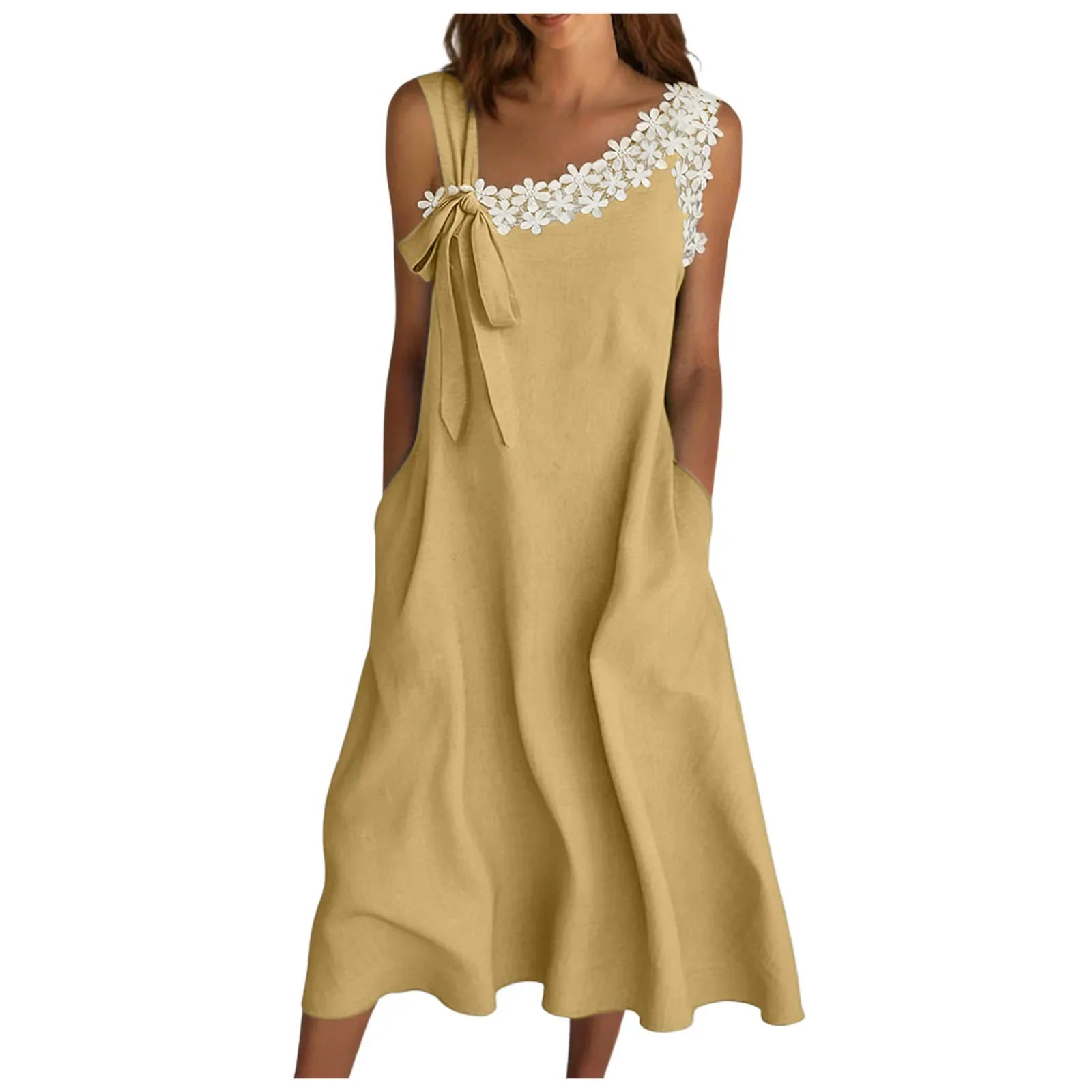 Women's Casual Pocket Midi Dress