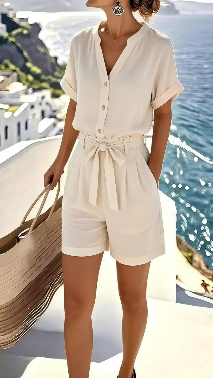 Women's Lightweight Linen-Blend Romper