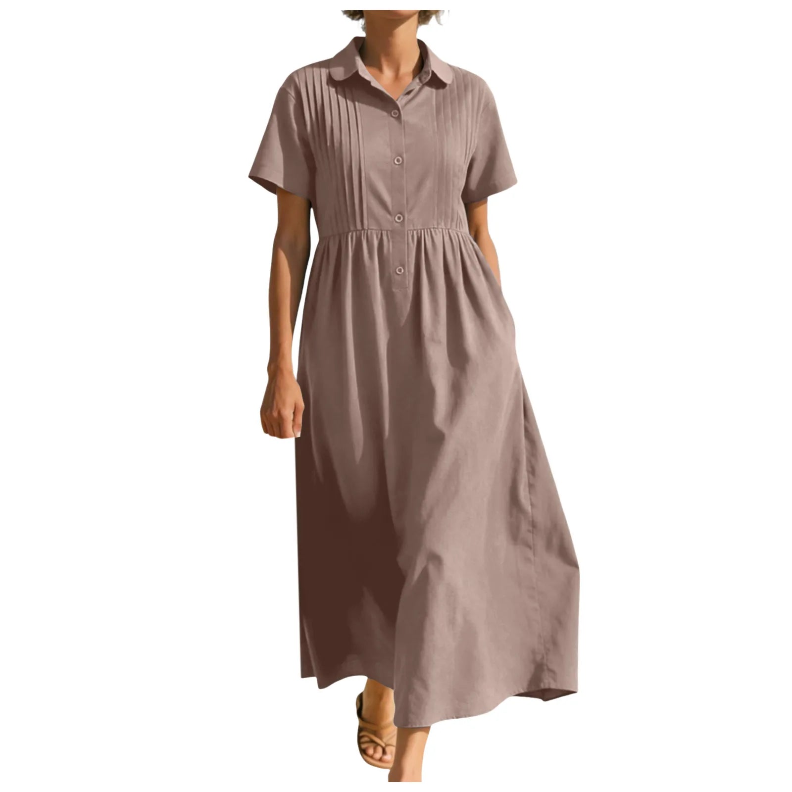 Women's Button Front Midi Dress
