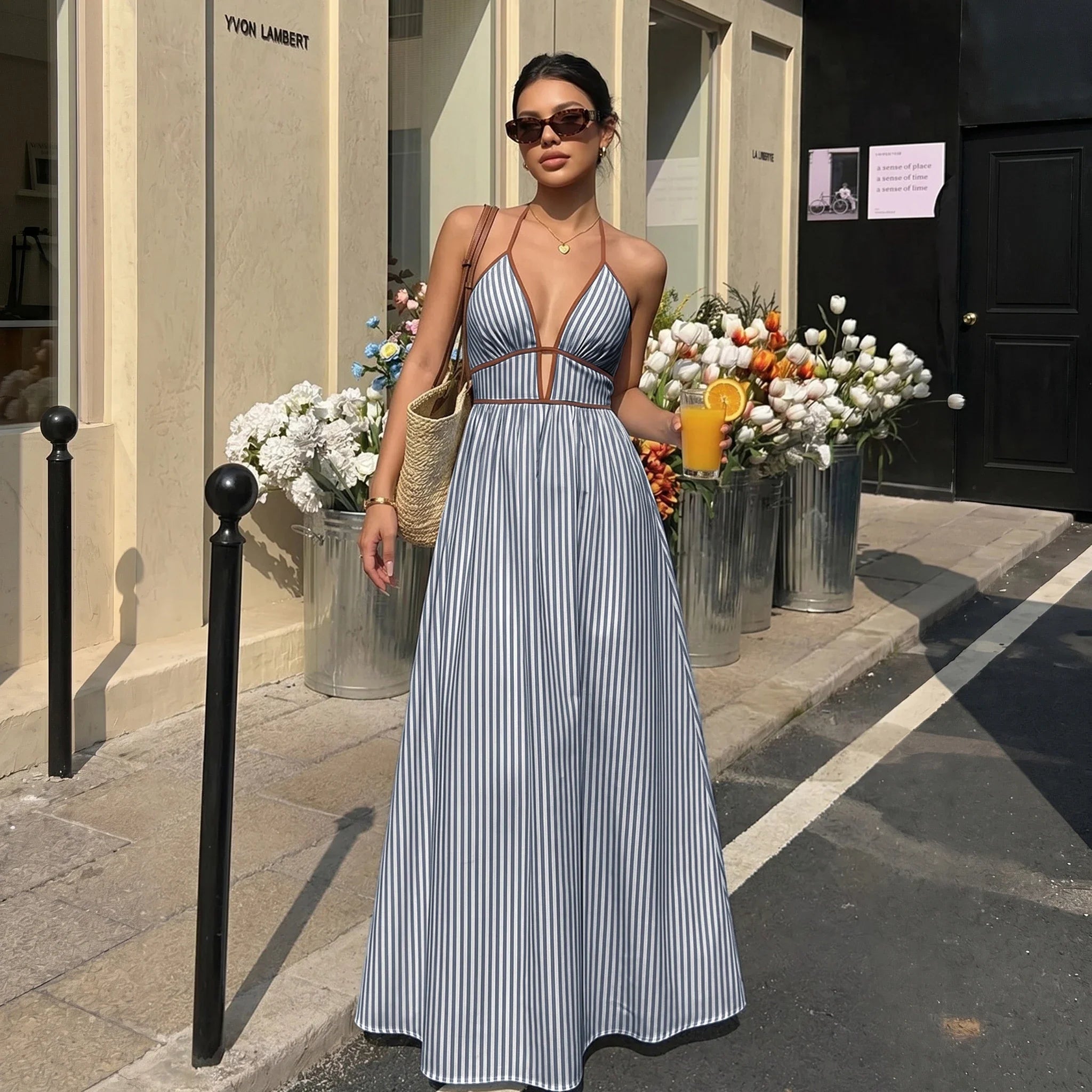 Women's Flowing Halter Neck Maxi Dress