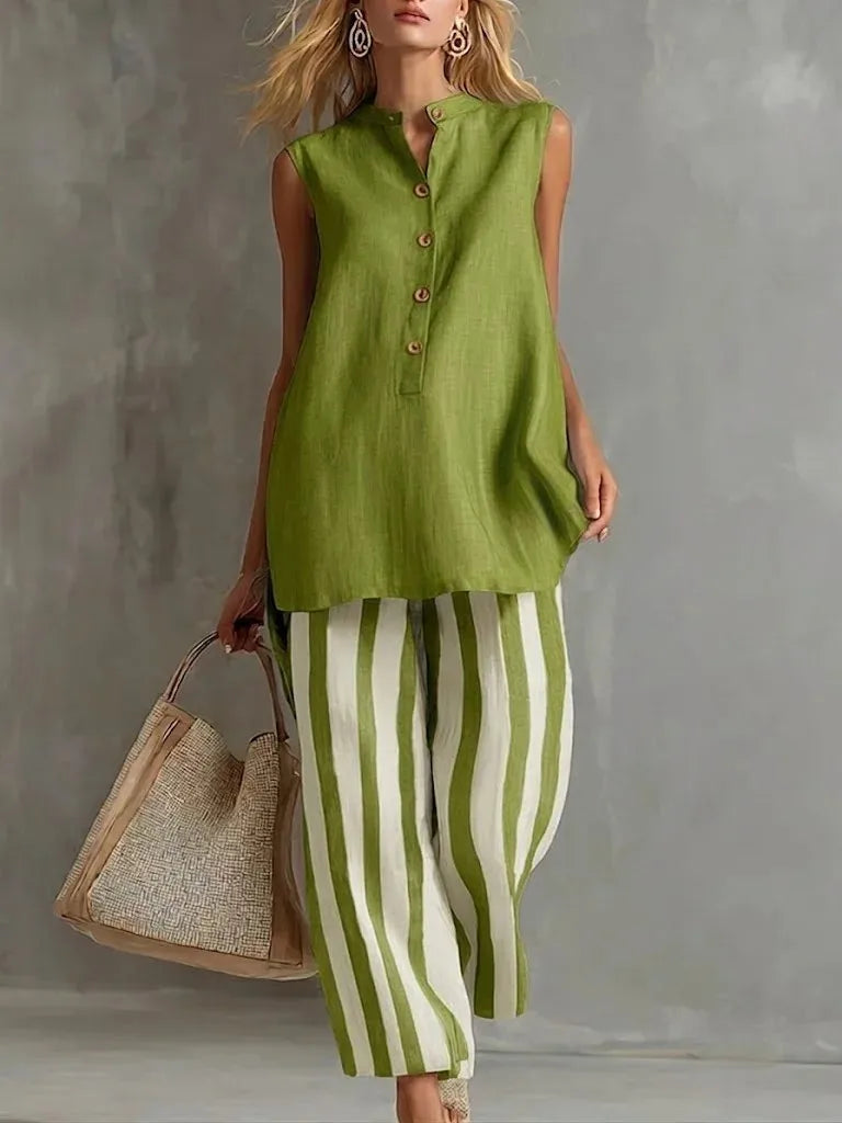 Women's Striped Wide Leg Set