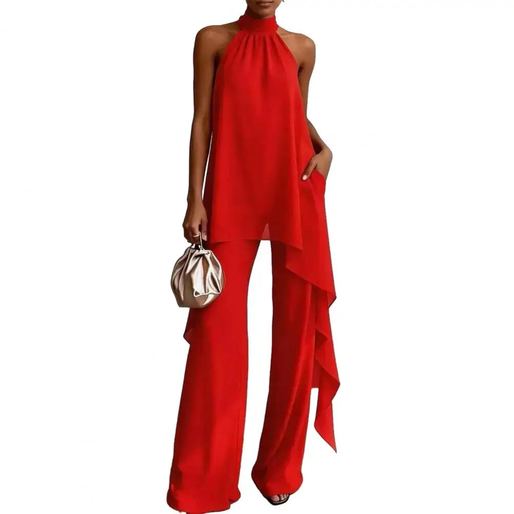 Women's Draped Sleeveless Chiffon Matching Set
