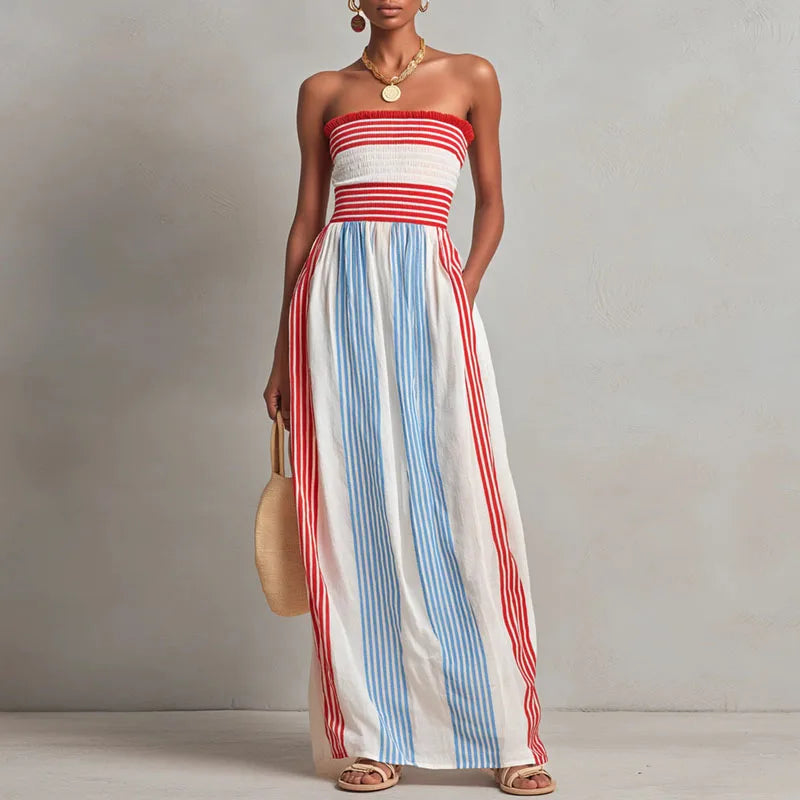 Women's Striped Summer Maxi Dress