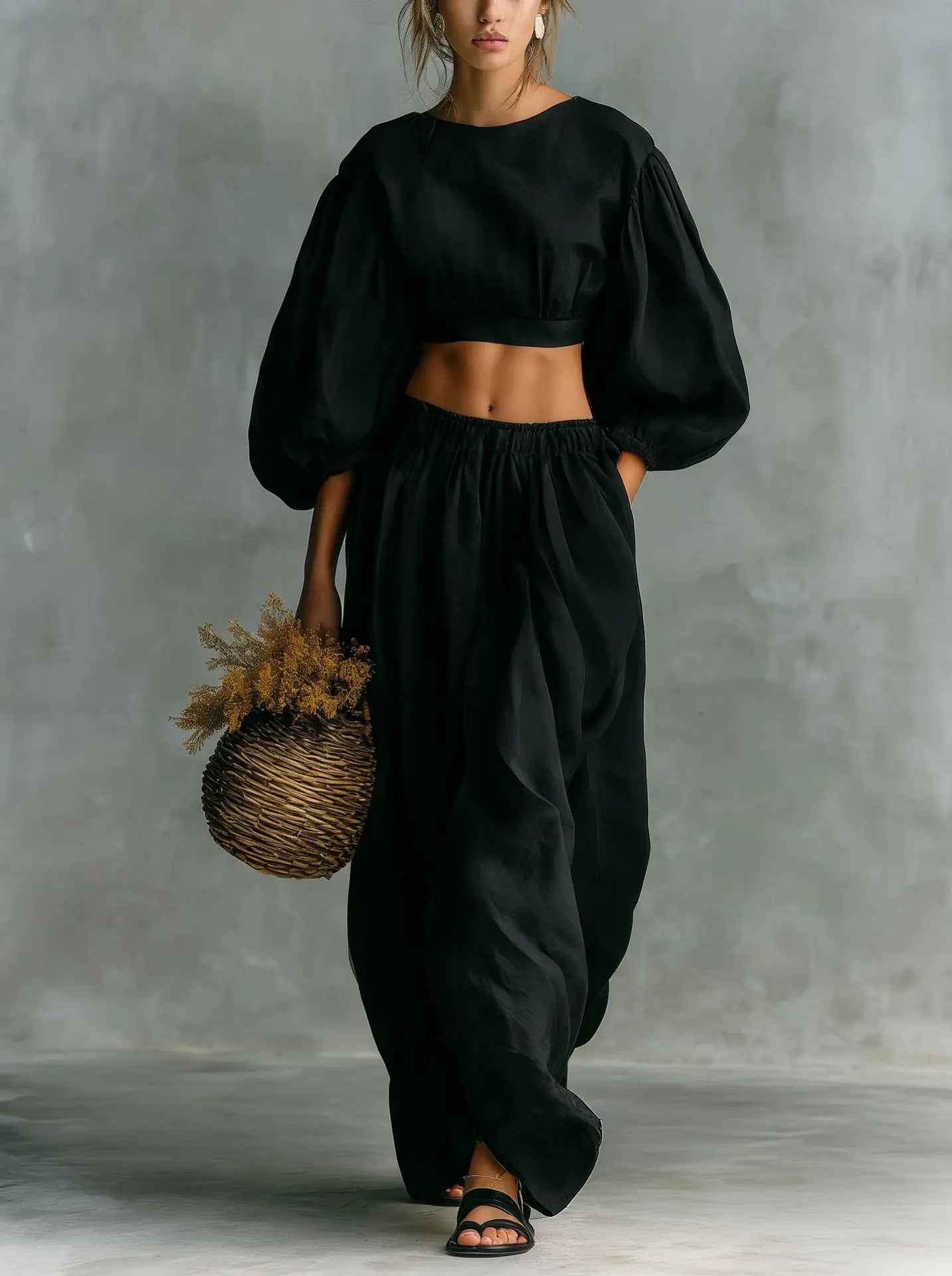 Women's Balloon Sleeve Trouser Set