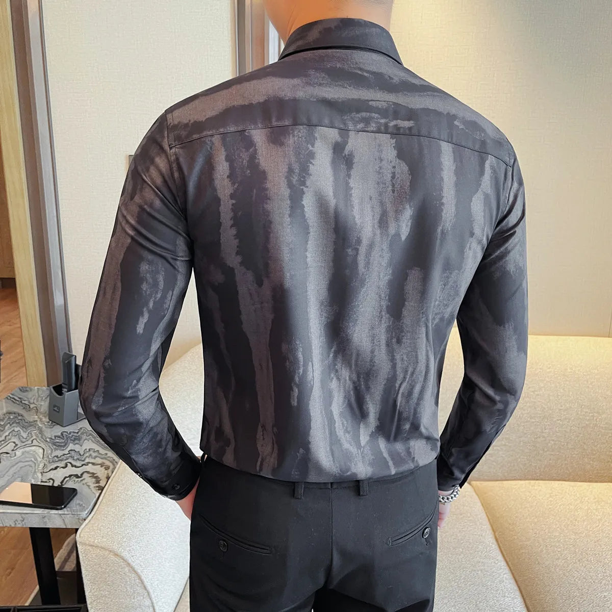 Slim Fit Striped Long-Sleeve Dress Shirt