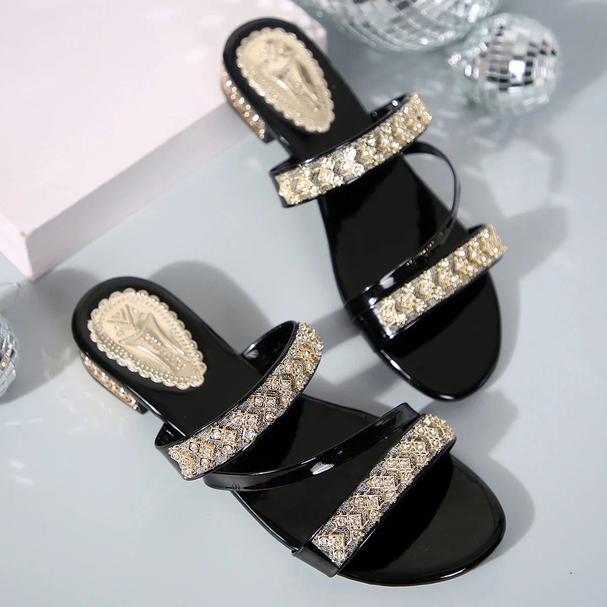 Women's Rhinestone Slide Sandals