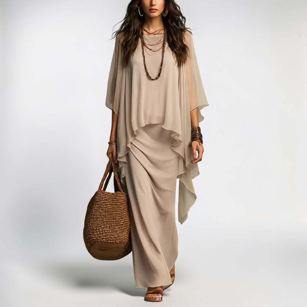 Women's Chiffon Overlay Two Piece Set