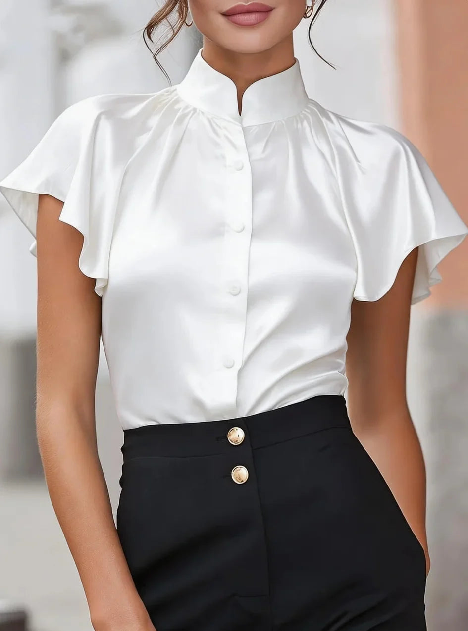 Women's Satin Ruffle Blouse