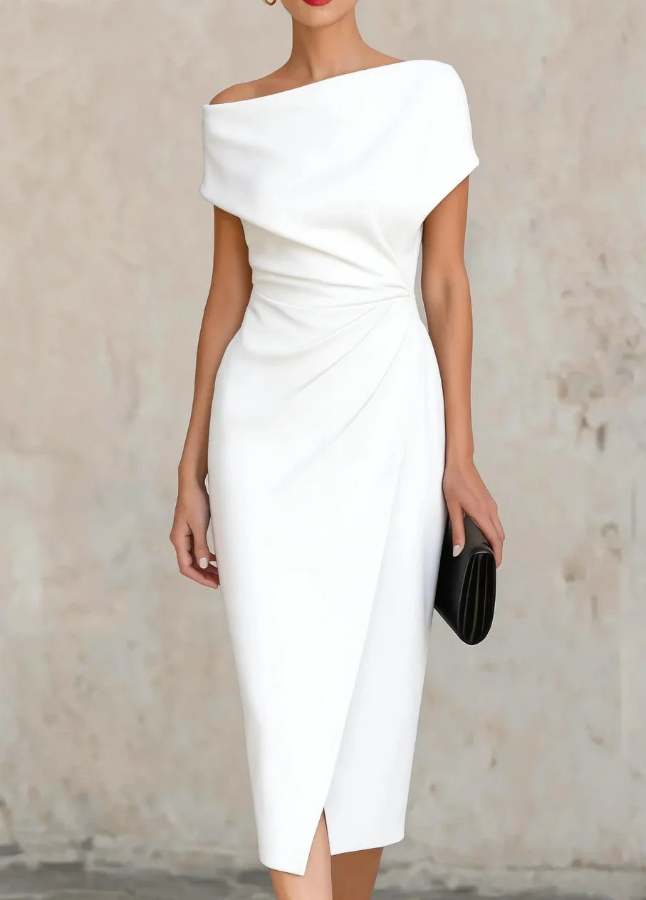 Women's Pleated Slit Midi Dress