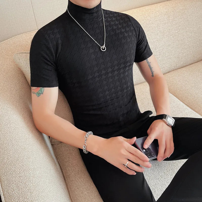 Slim Fit Short-Sleeve Turtleneck T-Shirt