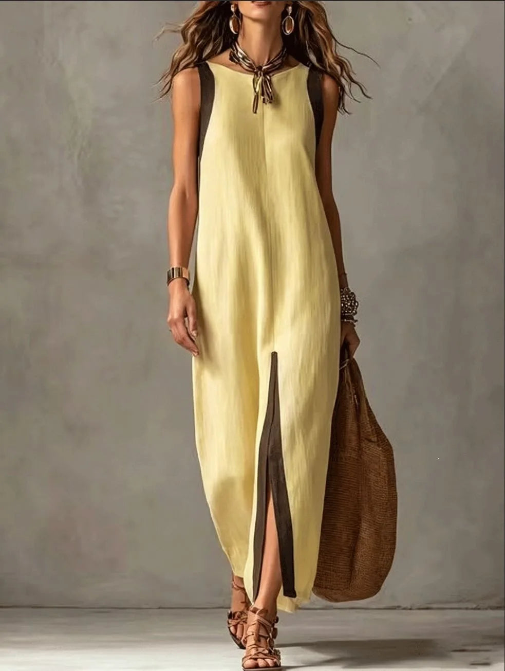 Women's Sleeveless Front Slit Maxi Dress