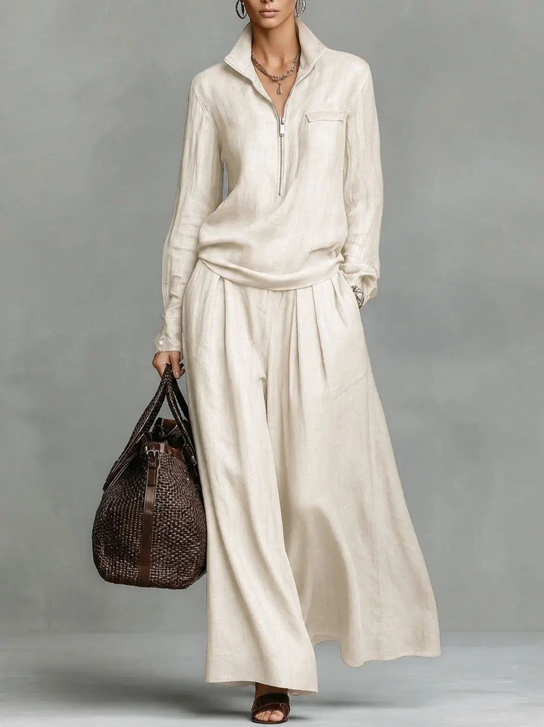 Women's Relaxed Wide Leg Pant Set