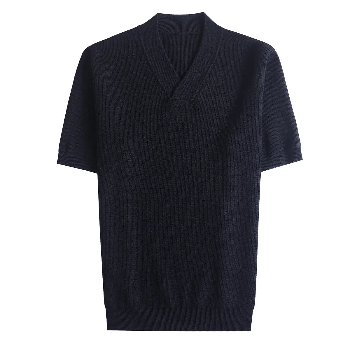 Slim Fit Short-Sleeve V-Neck Knit Sweater